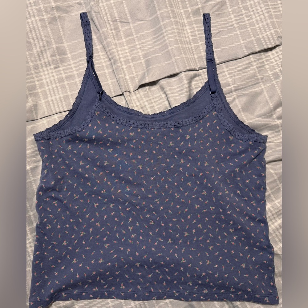 EUC PINK Victoria’s Secret Floral Crochet Trim Lounge Sleep Tank - Picture 4 of 7
